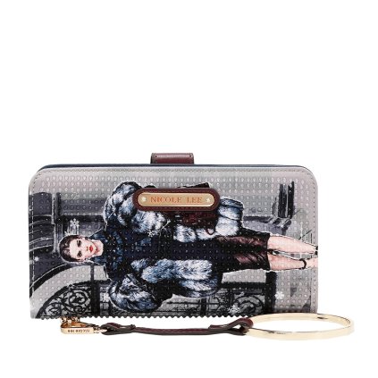 NICOLE LEE sivá veľká peňaženka s náramkom Moda Snowflake