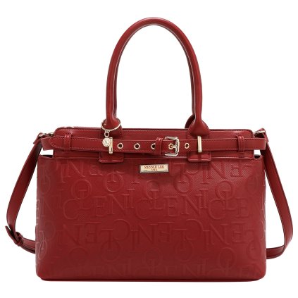 NICOLE LEE burgundy kabelka do ruky s dlhým popruhom Embossed Elegance