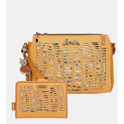 Anekke Pachamama Ochre set crossbody kabelka + peňaženka malá RFID ♻️