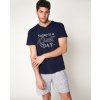 Today Is a Great Day pánske pyžamo krátke modro-sivé