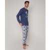 Mickey Mouse pánske modro-biele dlhé pyžamo