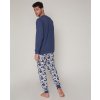 Mickey Mouse pánske modro-biele dlhé pyžamo
