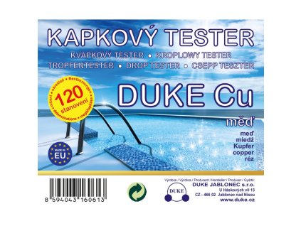 Kapičkový tester na měření koncentrace mědi ve  vodě