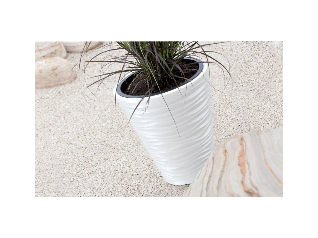 Plastový květináč SAND 29,5 cm bílý - VirtualTrade