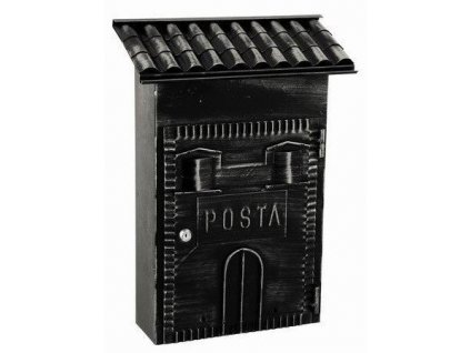 Poštovní schránka kované železo černá patina stříbro 39x28x12cm
