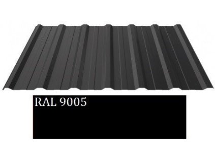 Trapézový plech TRAPÉZ T18 Plus 0,5 RAL 9005 1,5 m krytina plechová Blachotrapez