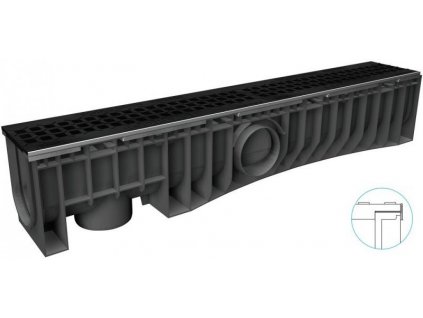 Odvodňovací žlaby plastové NEOMAX 150H litinová mříž 12,5 t (1000 x 204 x 191 mm)