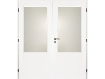 Interiérové dveře bílé 2/3 sklo dvoukřídlé 125 cm DOORNITE