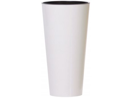 Plastový květináč TUBUS SLIM + vklad bílý lesk 25 cm