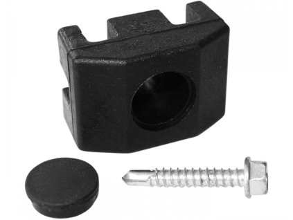 60441 prichytka plotoveho panelu pilofor pro sloupek pilodel plastova se sroubem 60 x 40 mm cerna