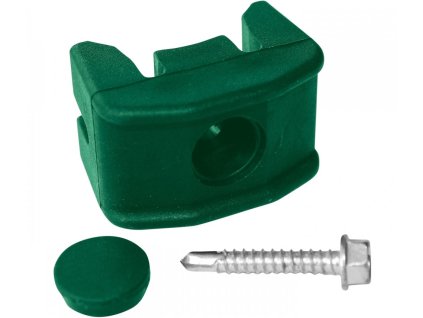 79126 prichytka plotoveho panelu pilofor pro sloupek ideal plastova se sroubem 48 mm zelena