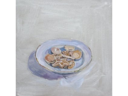 Cukroví, olej na plátně, 50 x 50, 1000 Kč