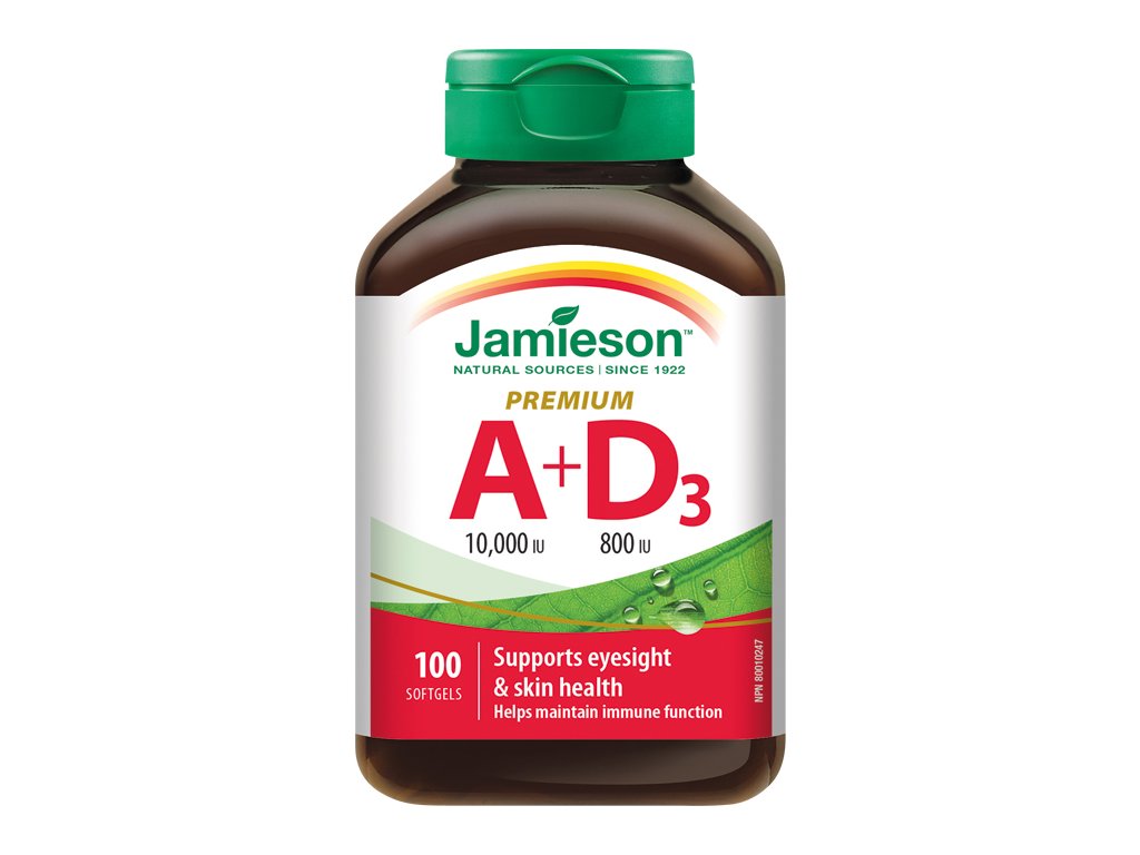 4908 jamieson vitamin a a d premium 10000 iu 800 iu 100cps