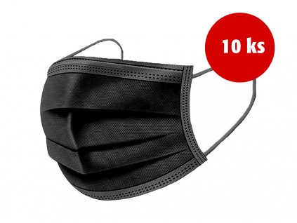 Černá rouška jednorázová 3 vrstvá 10 ks