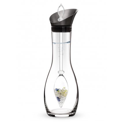 VitaJuwel Karafa na vodu ERA a fiola Aqualibrium s drahokamy lapis lazuli, peridot, olivín, křišťál
