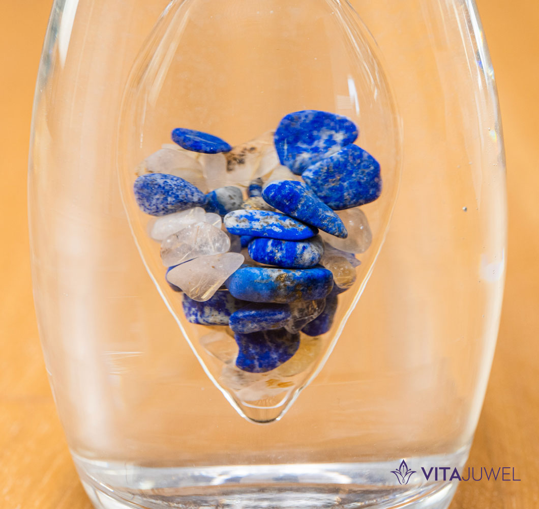 Fiola Inšpirácia s drahokamami, lapis lazuli, rutilový kremeň