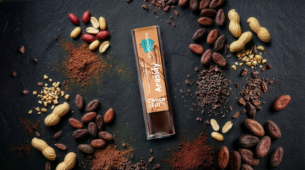 RAW plněná čokoláda arašídy 30 g Vital Country