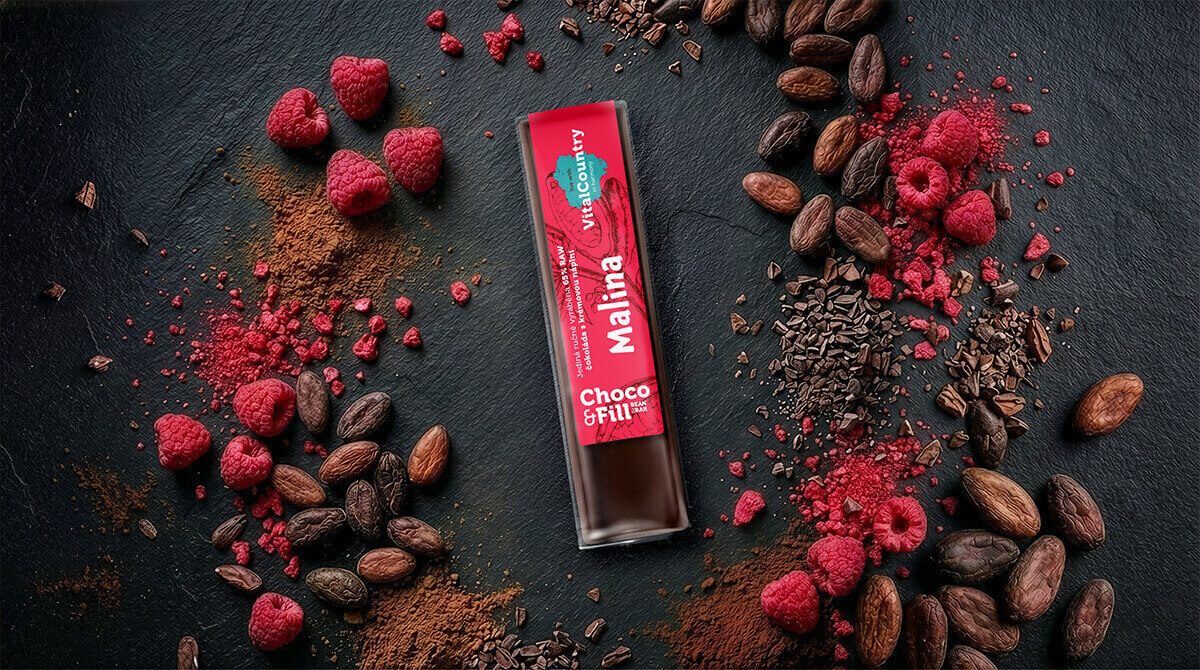 RAW plněná čokoláda malina 30 g Vital Country