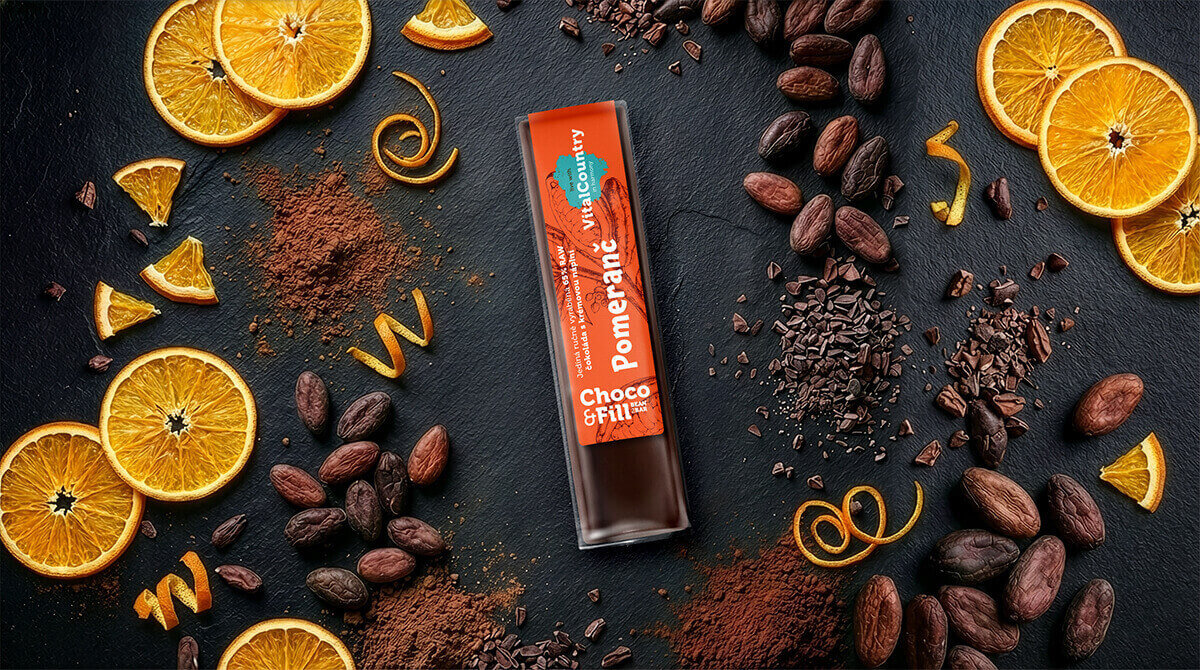 RAW plněná čokoláda pomeranč 30 g Vital Country