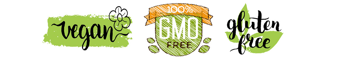 VEGAN, GMO, GLUTEN