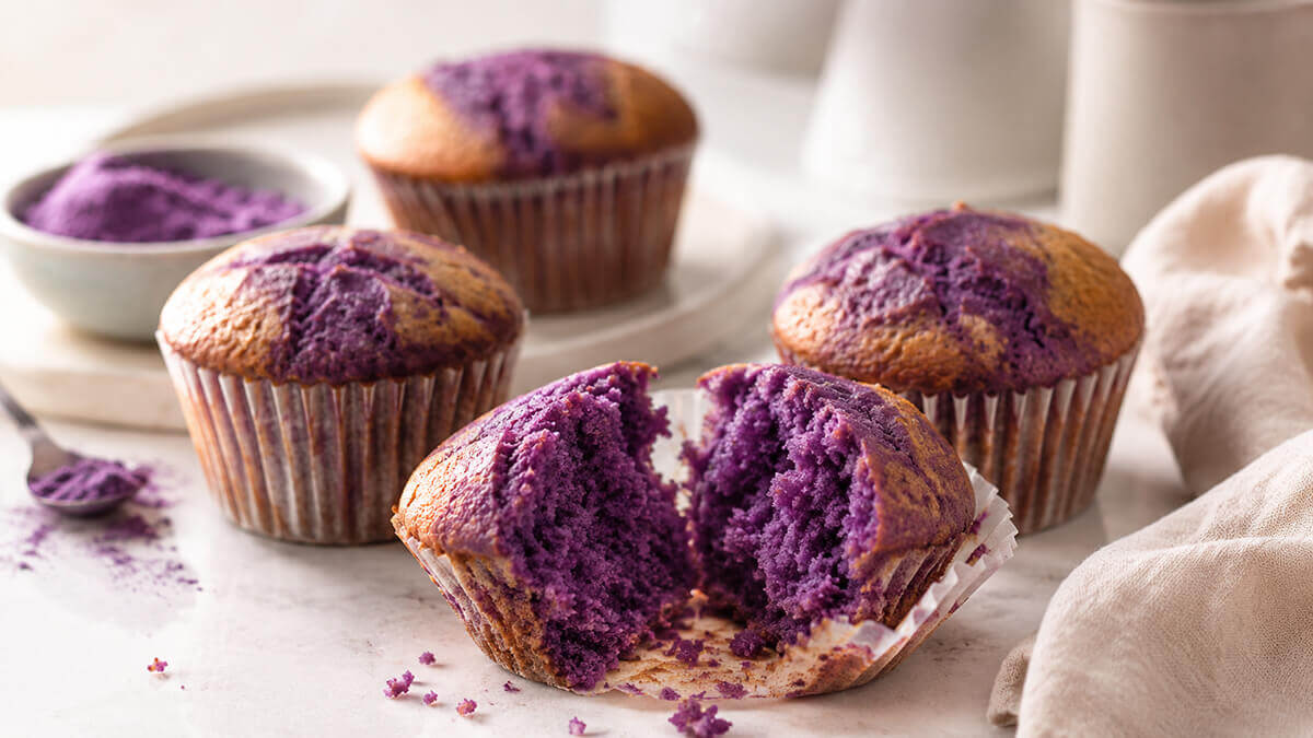 Ube prášek Muffiny