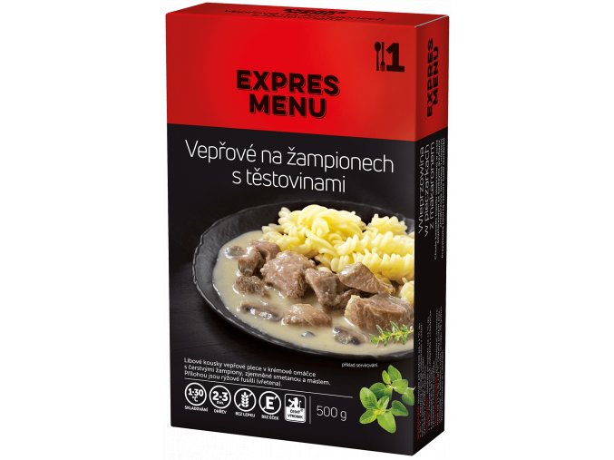 KM Vepřové na žampionech s těstovinami 500 g