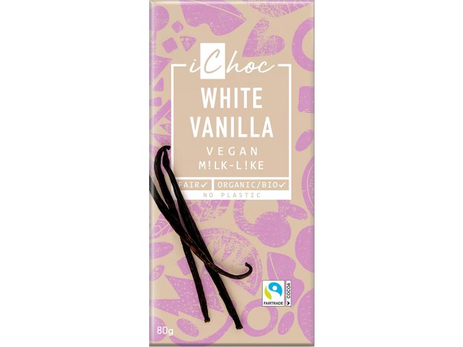 iChoc Bio Rýžová čokoláda bílá s vanilkou 80 g
