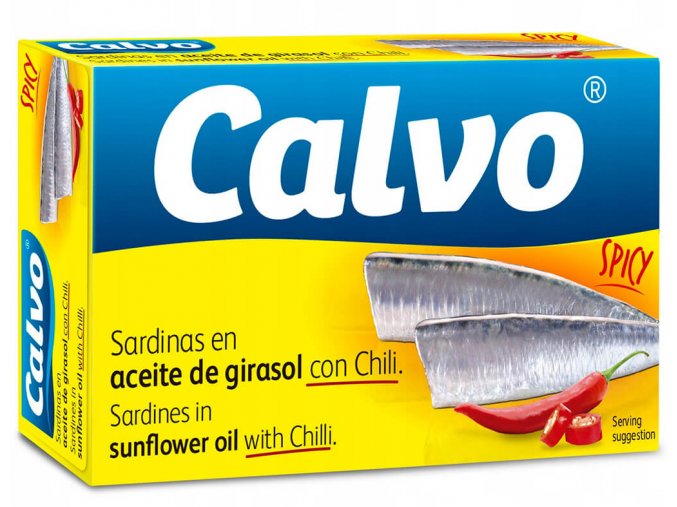 Calvo Sardinky ve slunečnicovém oleji s chilli 120 g