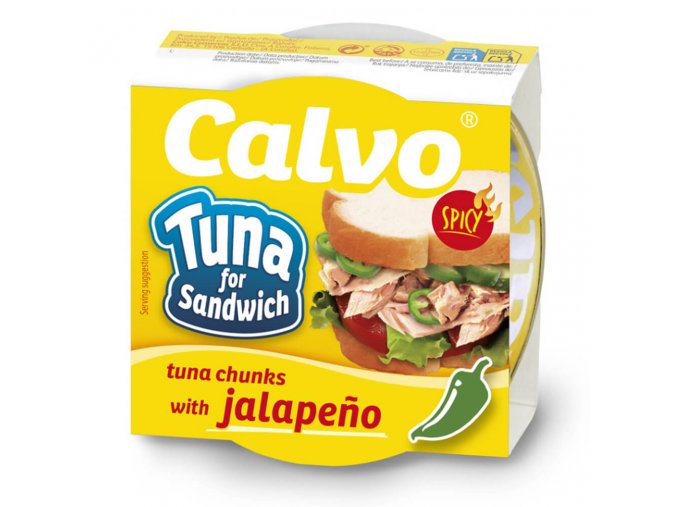 Calvo Sandwich tuňák s paprikami jalapeño ve slunečnicovém oleji 142 g