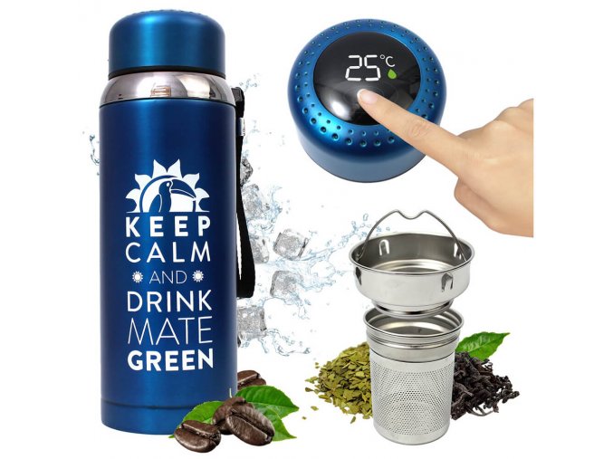 Mate Green Termoska na čaj, kávu a Yerba Mate modrá 800 ml