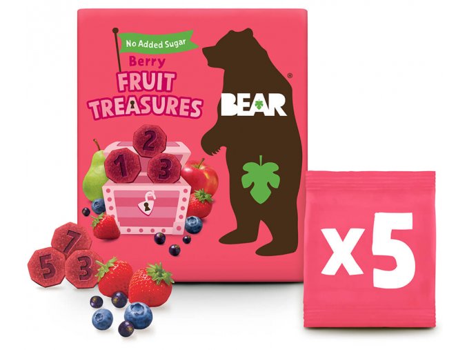 BEAR Fruit Treasures Berry jahoda a borůvka 5 x 20 g