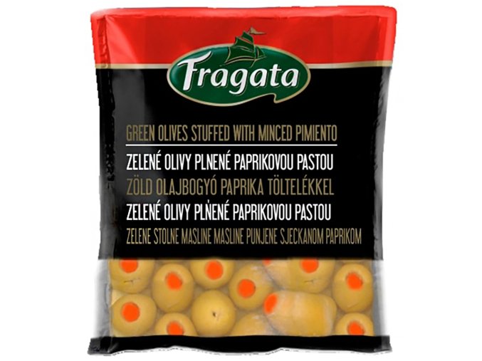 Fragata Zelené olivy plněné paprikovou pastou 160 g