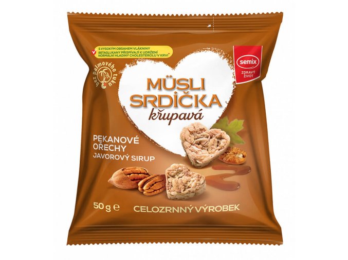 Müsli srdíčka křupavá s pekanovými ořechy SEMIX