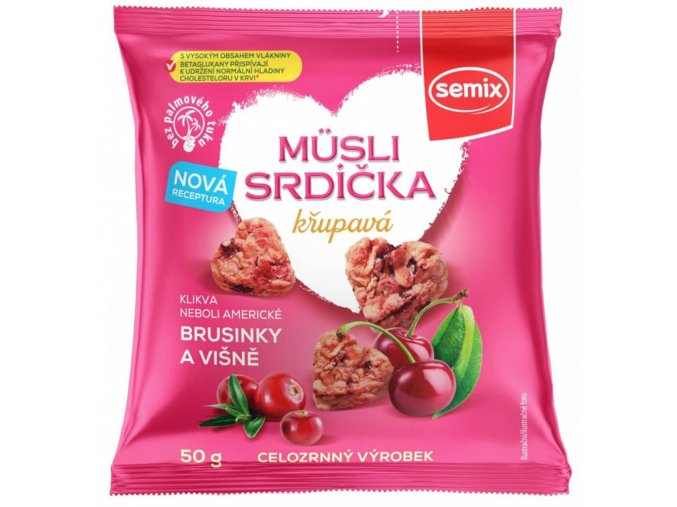 Müsli srdíčka s klikvou a višněmi 50g