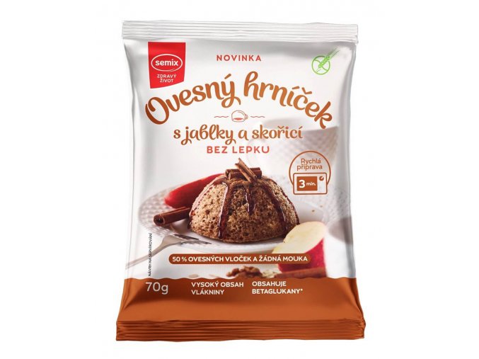 Ovesný hrníček s jablky a skořicí bez lepku 70 g