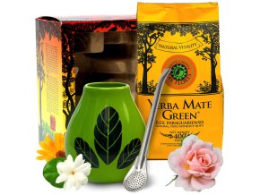 Mate Green Dárková sada Yerba Las Flores + bombilla + kalabasa