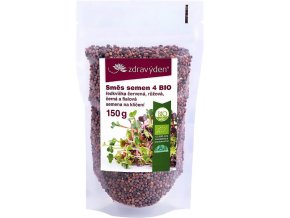 Zdravý den Směs semen na klíčení 4 BIO ředkvičky červená, růžová, černá a fialová 150 g