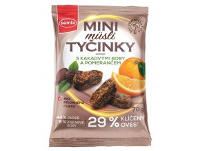 Mini Müsli tyčinky s kakaovými boby a pomerančem bez lepku 70g