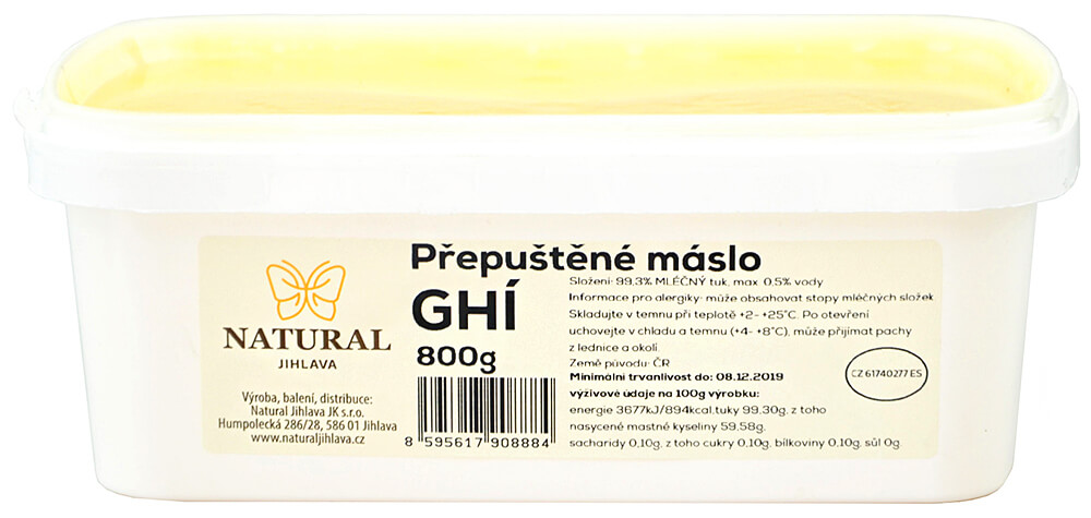 Natural Jihlava Ghí přepuštěné máslo 800 g