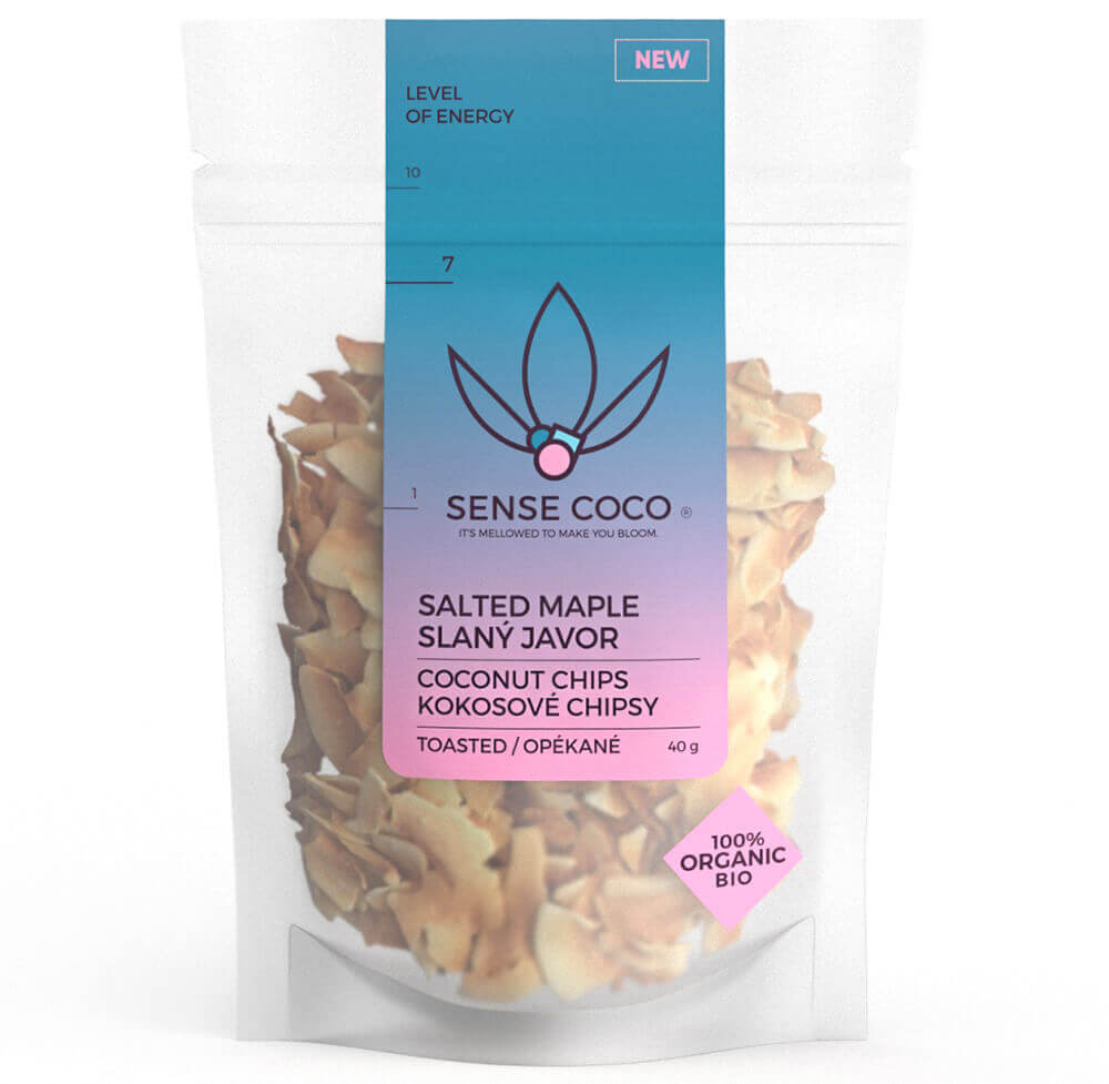 Sense Coco Bio kokosové chipsy slaný javor 40 g