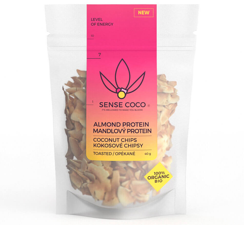 Sense Coco Bio kokosové chipsy mandlový protein 40 g