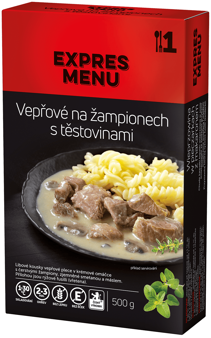 Expres Menu KM Vepřové na žampionech s těstovinami 500 g