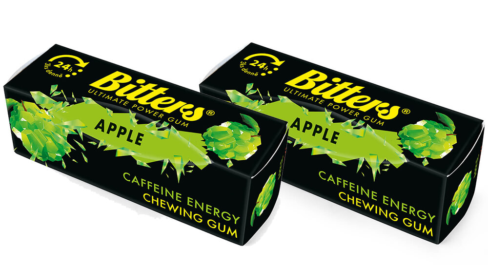 Bitters Energy Chewing Gum Apple 1+1 FREE