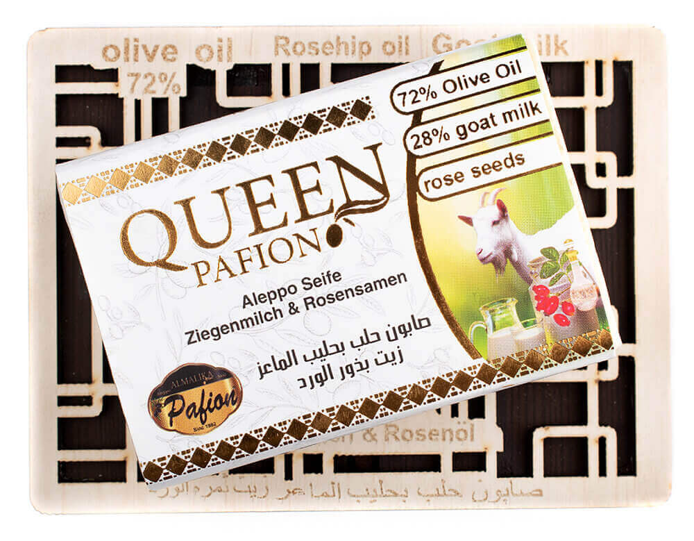 Queen Pafion Tradiční Aleppské mýdlo s kozím mlékem a šípkovým olejem 150 g