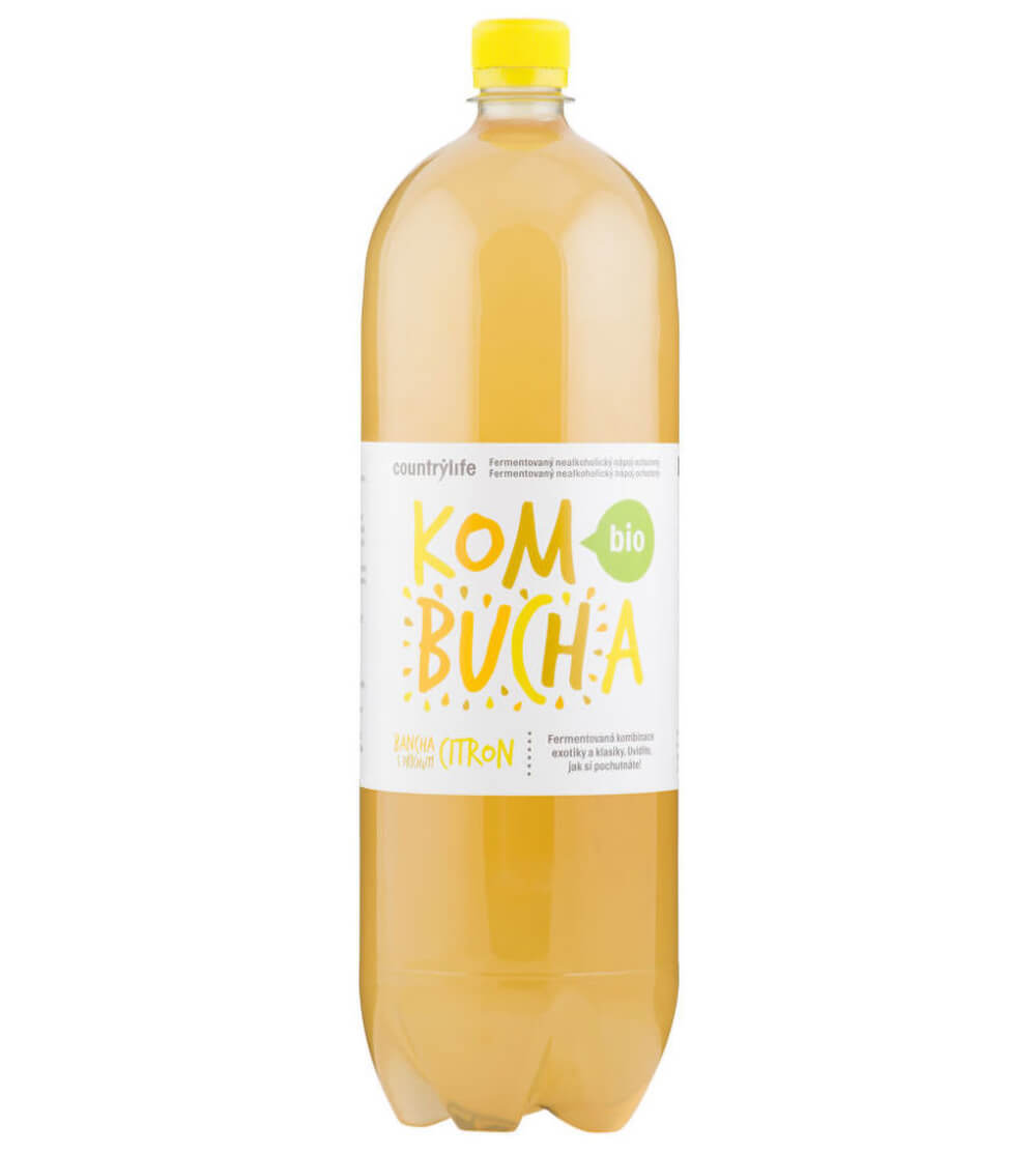 Country Life Kombucha bancha s příchutí citron BIO 2 l