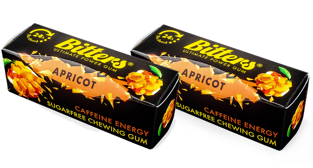 Bitter energy chewing gums Apricot 1+1 FREE