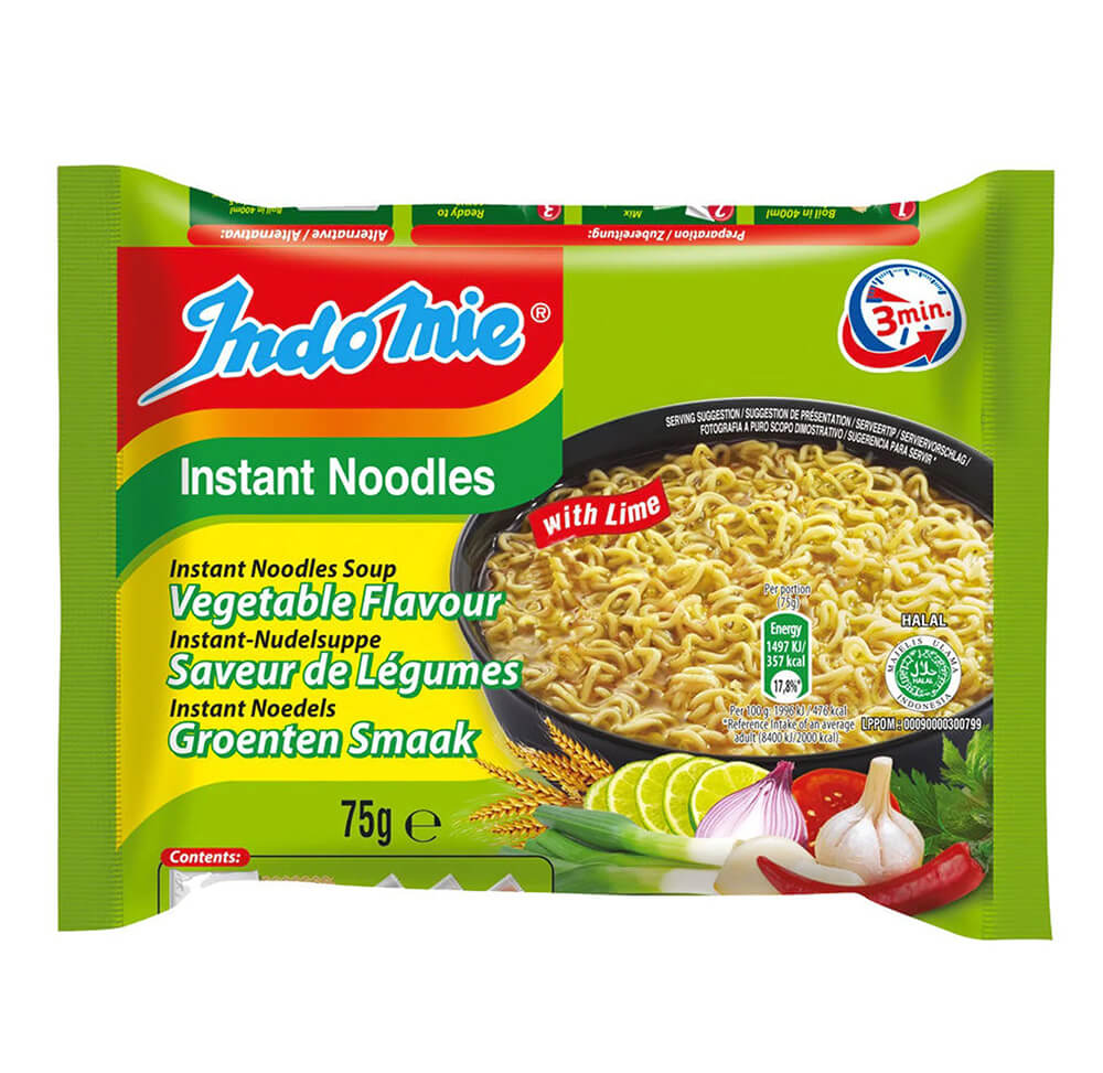 Indomie Instantní nudle zeleninová příchuť s limetkou 75 g