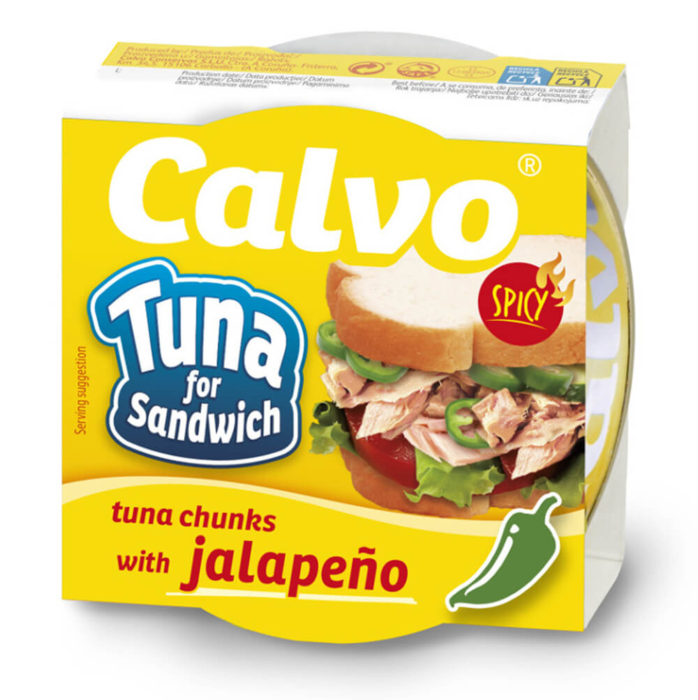 Calvo Sandwich tuňák s paprikami jalapeño ve slunečnicovém oleji 142 g