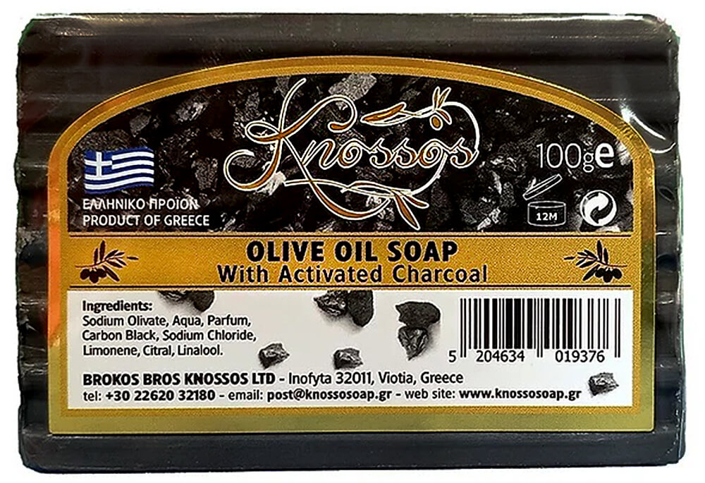 Knossos Přírodní olivové mýdlo s aktivním uhlím 100 g