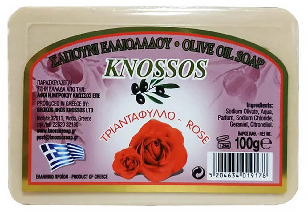 Knossos Přírodní olivové mýdlo Růže 100 g